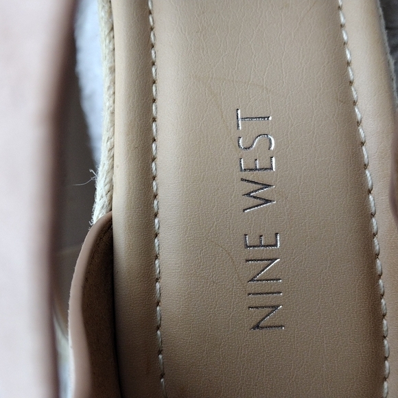 NINE West Adell Pink Faux Suede Open Toe Ankle Strap Platform Wedge Espadrilles - Picture 11 of 16